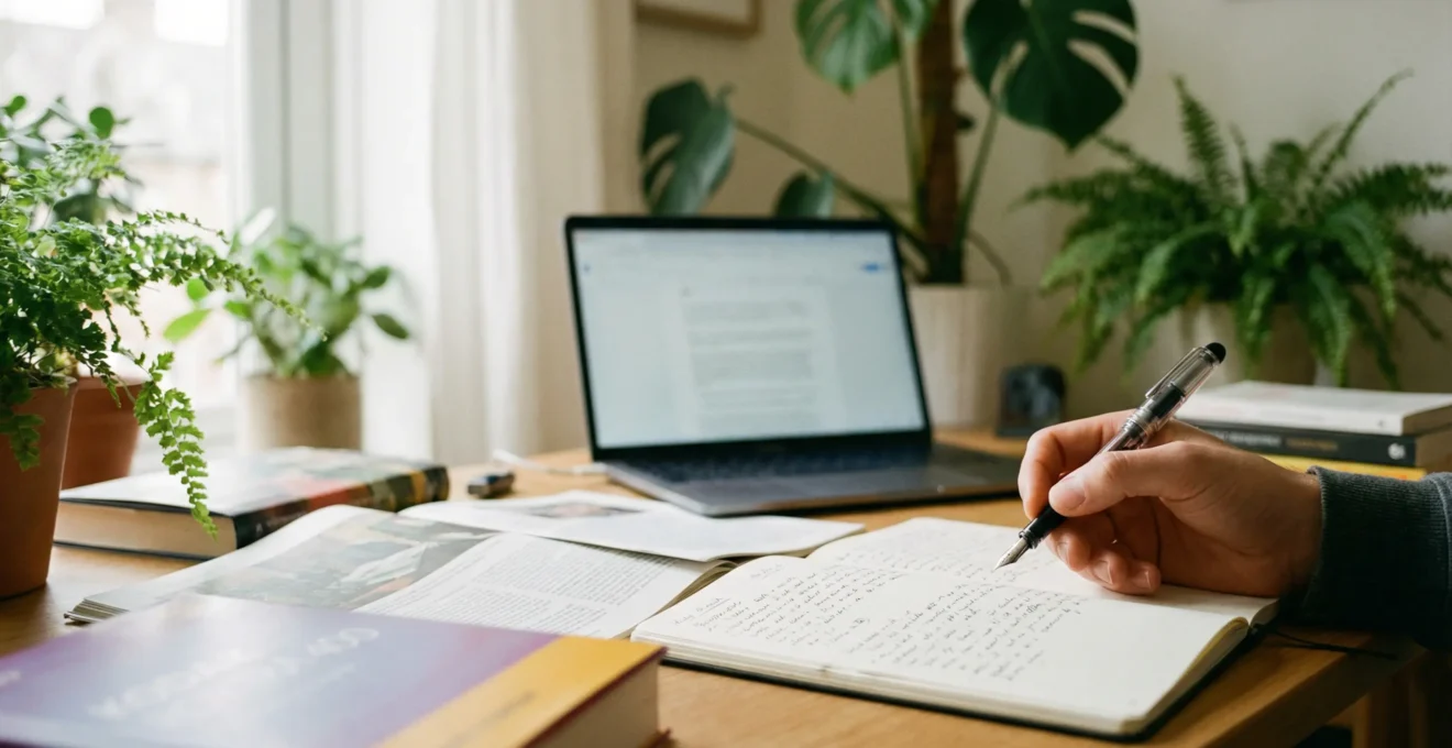 Espace de travail avec bloc-notes pour comparer les sources sur le CBD-P